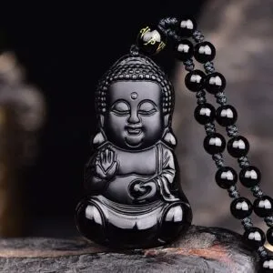 Obsidian Baby Buddha Pendant