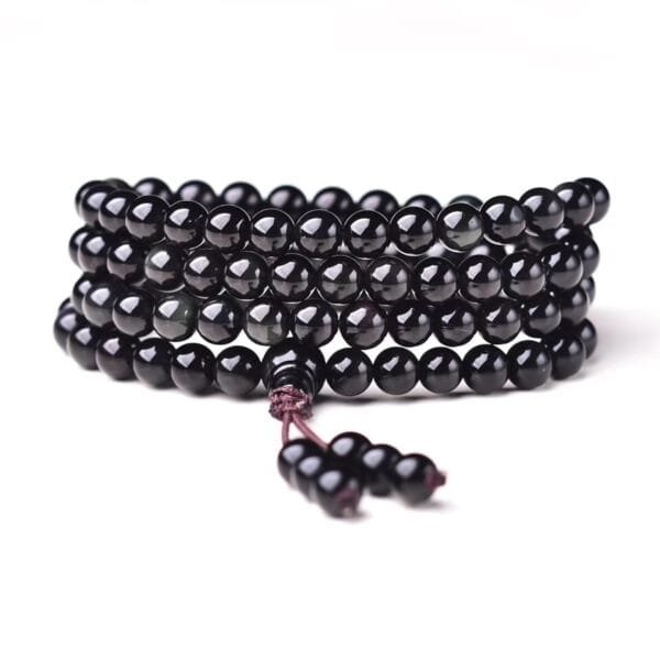 Natural Rainbow 108 Obsidian Mala Beads for Protection, Clarity & Spiritual Strength, Meditation Stone, Buddhist Gift Ideas - Image 6