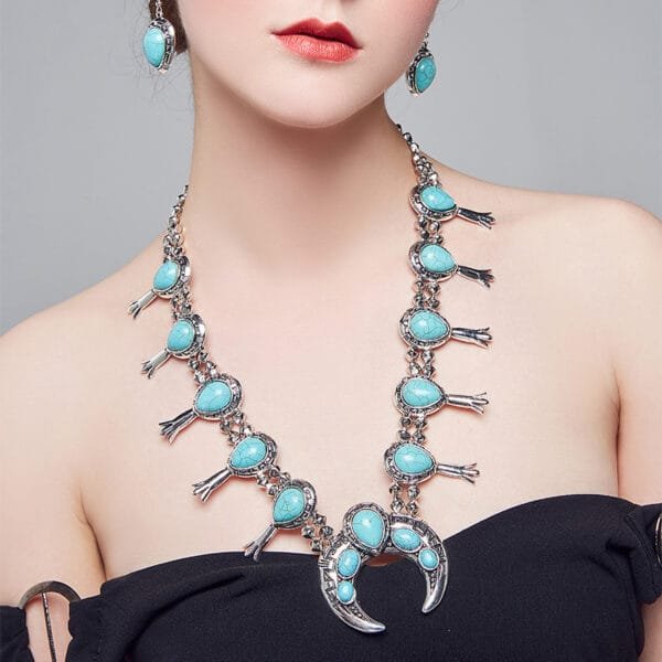 Turquoise Squash Blossom Necklace