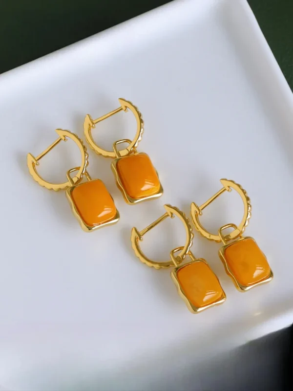 Amber and Silver Earrings