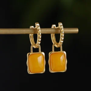 Gold Amber Earrings