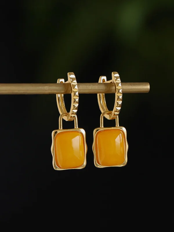 Gold Amber Earrings